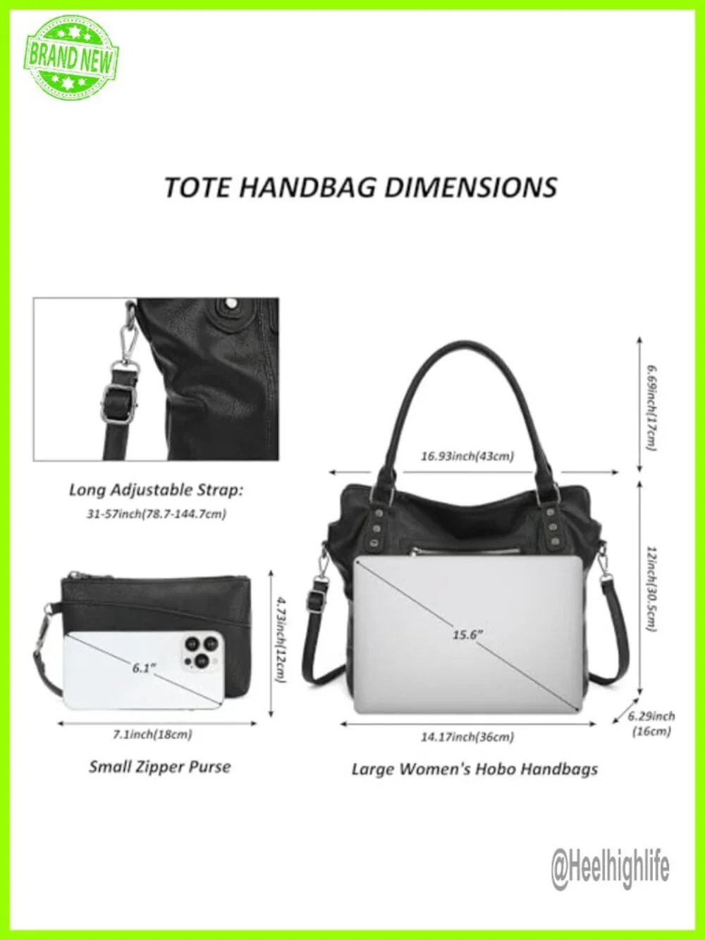 Large Hobo Tote Vegan Leather Crossbody Bag with Adjustable Strap for Travel